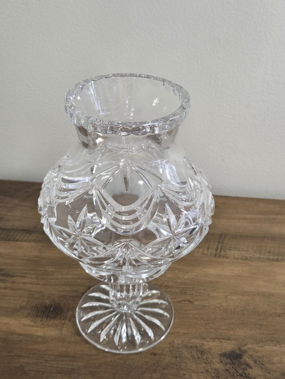 Rare Royal Dalton Crystal Furrican Lamp (Fairy Lamp) Acid Etched Crown Mark